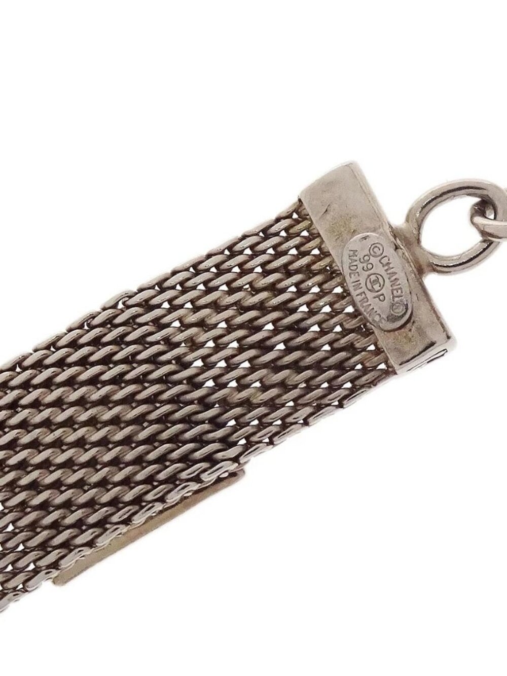 Chanel Square Glass Silver Chain Belt 99P Small Good 136179 - Picture 3 of 5
